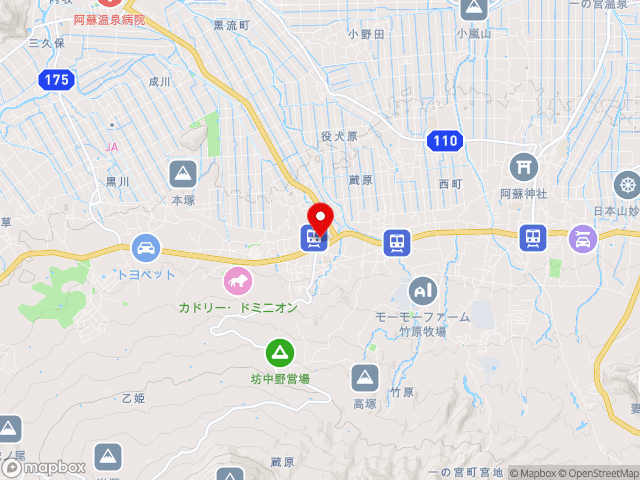 国道57号沿いの道の駅 阿蘇の地図