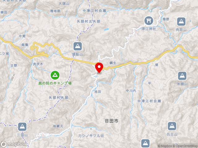 熊本県の道の駅 鯛生金山の地図