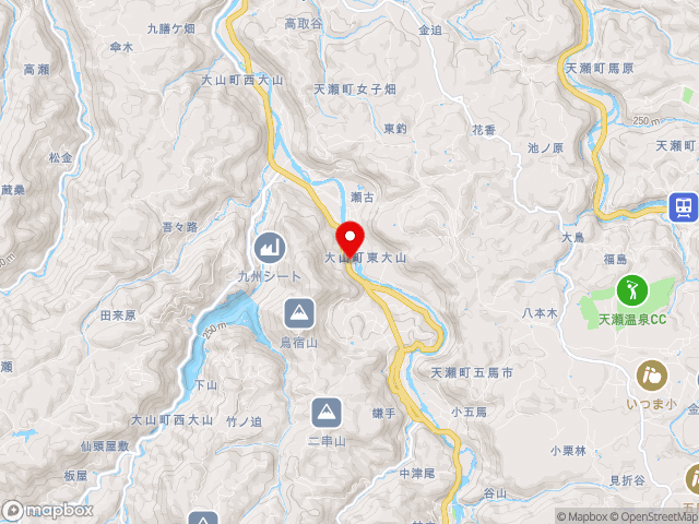 熊本県の道の駅 水辺の郷おおやまの地図