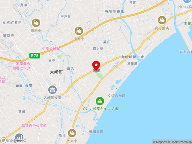 鹿児島県の道の駅 くにの松原おおさきの地図