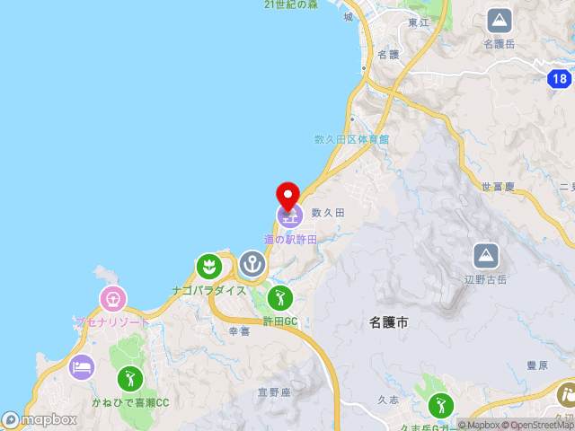 沖縄県の道の駅許田の地図