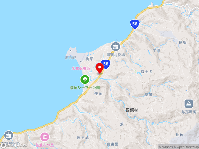 沖縄県の道の駅ゆいゆい国頭の地図