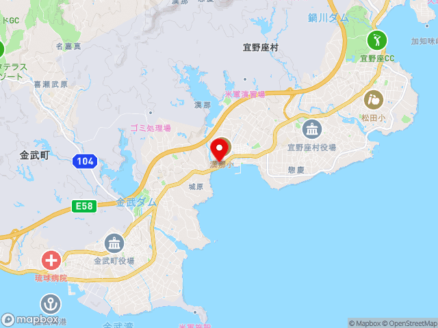 沖縄県の道の駅ぎのざの地図