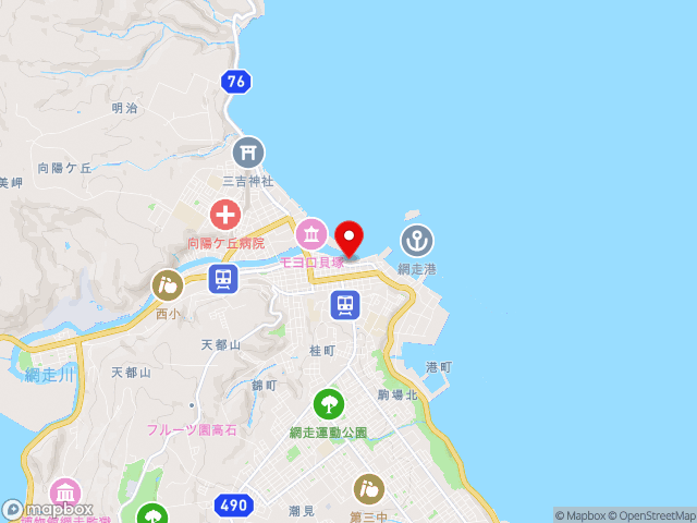 北海道の道の駅流氷街道網走の地図