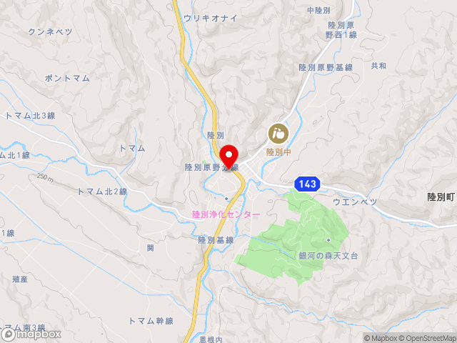 北海道の道の駅オーロラタウン９３りくべつの地図