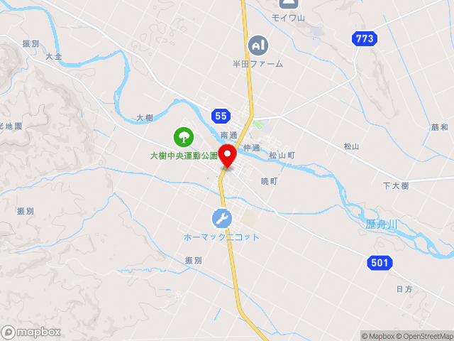 北海道の道の駅コスモール大樹の地図