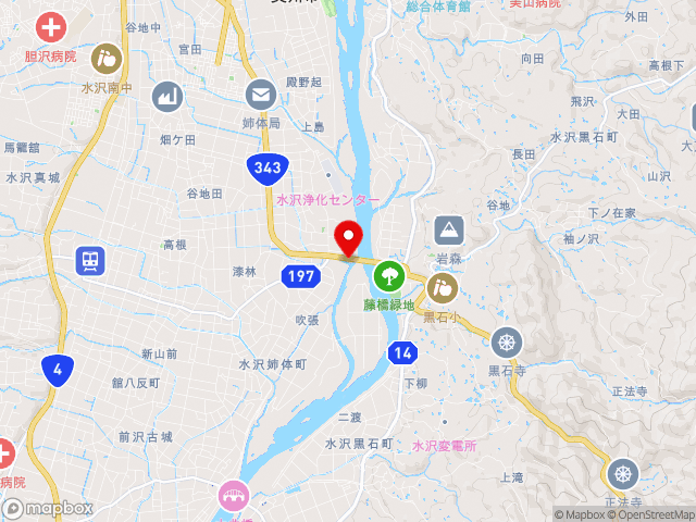 岩手県の道の駅みずさわの地図
