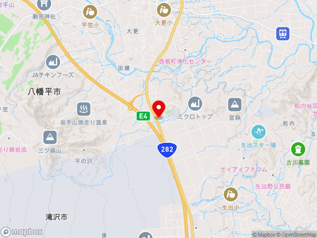 岩手県の道の駅にしねの地図