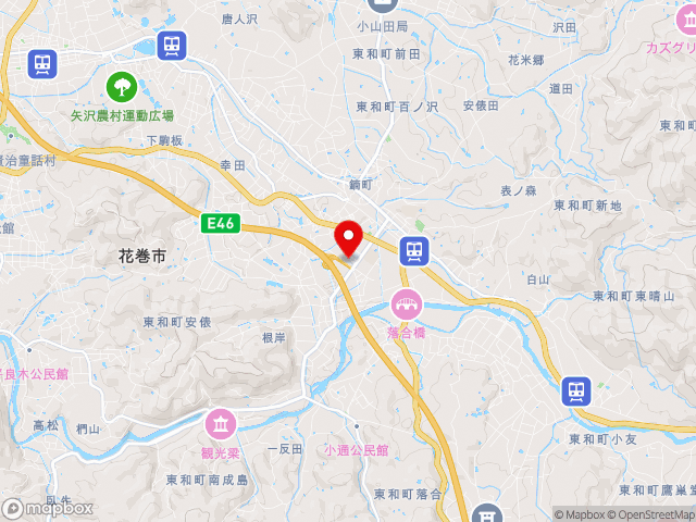 主要地方道北上東和線沿いの道の駅 とうわの地図