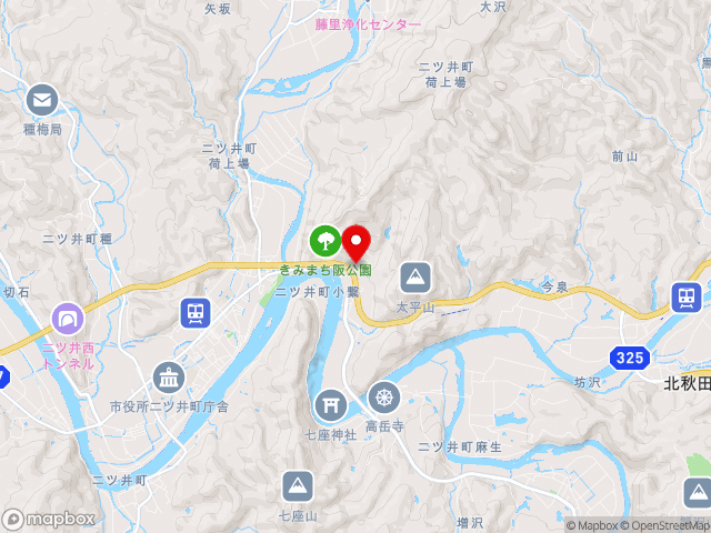 秋田県の道の駅ふたついの地図
