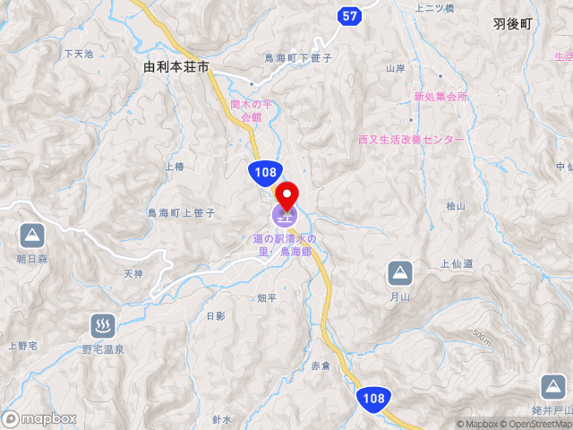 秋田県の道の駅 清水の里・鳥海郷の地図