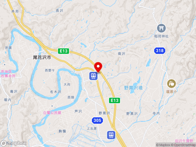 国道13号沿いの道の駅 尾花沢の地図