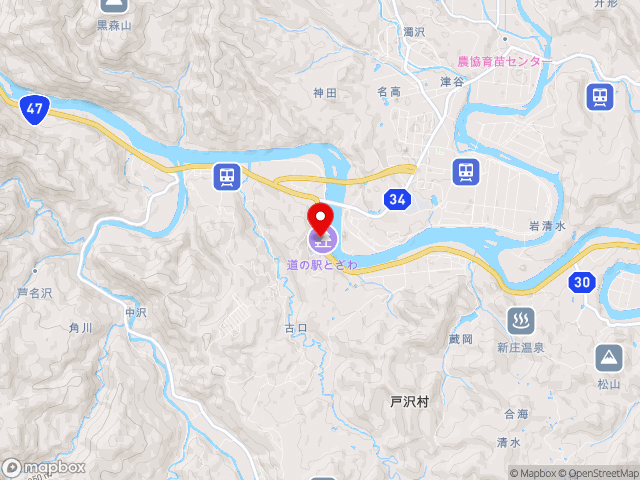 山形県最上郡真室川町大字新町１２４－４付近の道の駅 とざわの地図