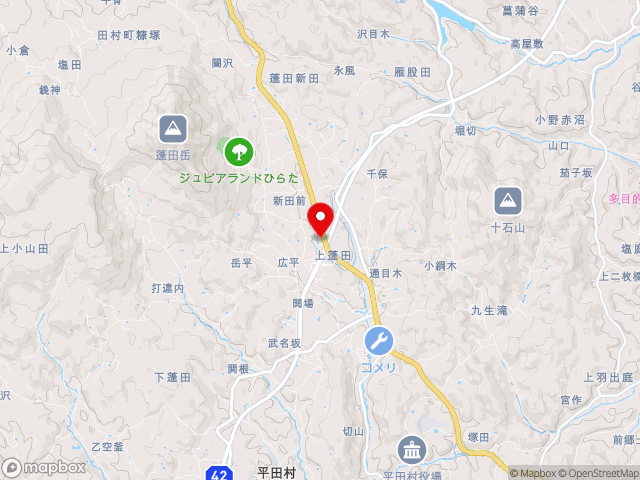 福島県の道の駅ひらたの地図