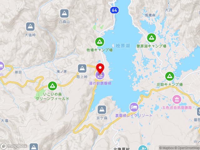 福島県の道の駅 裏磐梯の地図