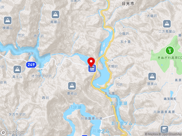 栃木県の道の駅湯西川の地図