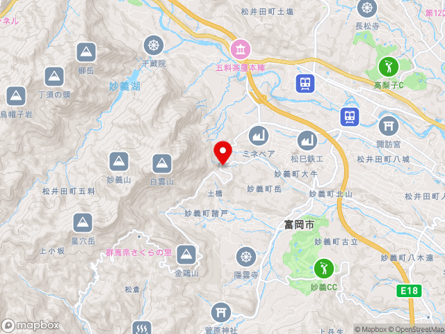 県道上小坂四ツ家妙義線沿いの道の駅 みょうぎの地図