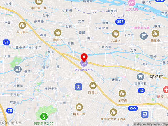 埼玉県の道の駅おかべの地図