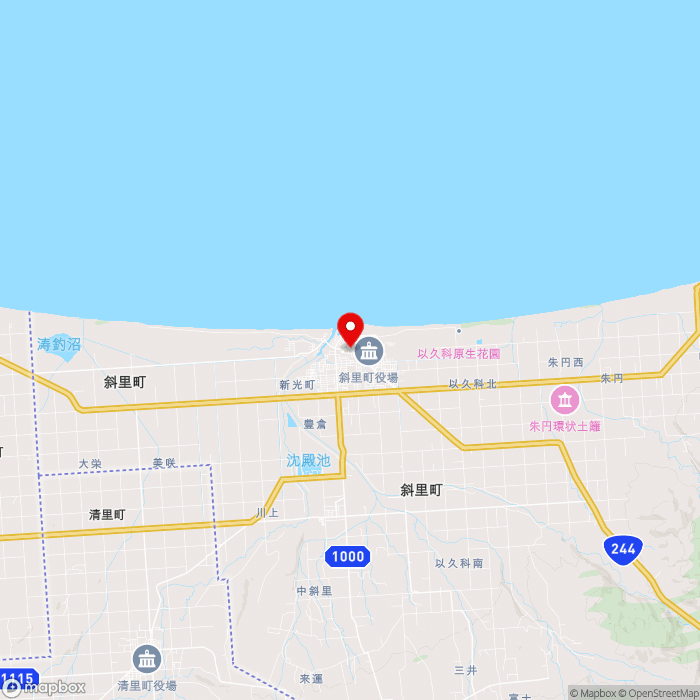 道の駅しゃりの地図（zoom11）北海道斜里郡斜里町本町37