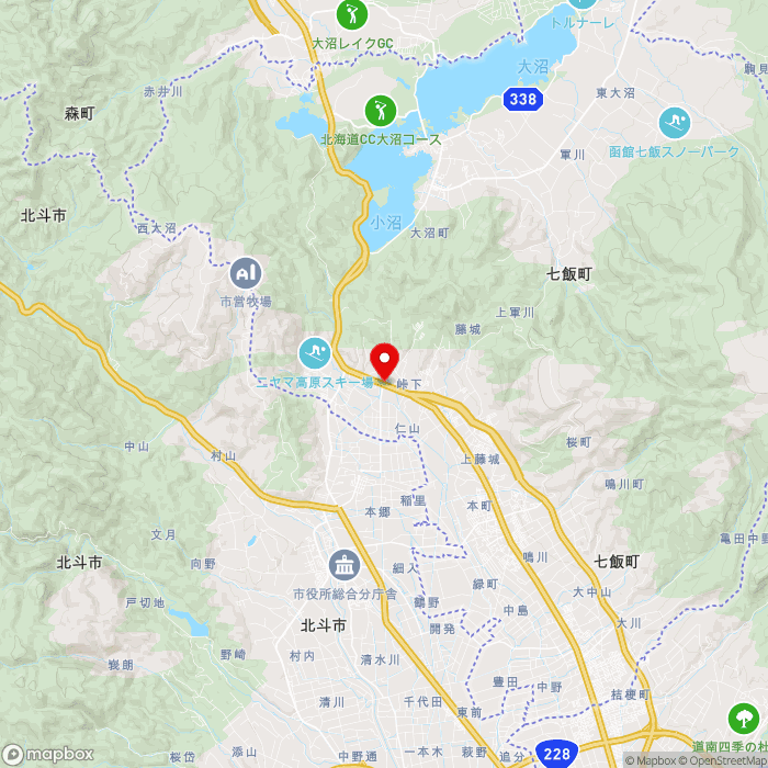 道の駅なないろ・ななえの地図（zoom11）北海道亀田郡七飯町字峠下380-2外