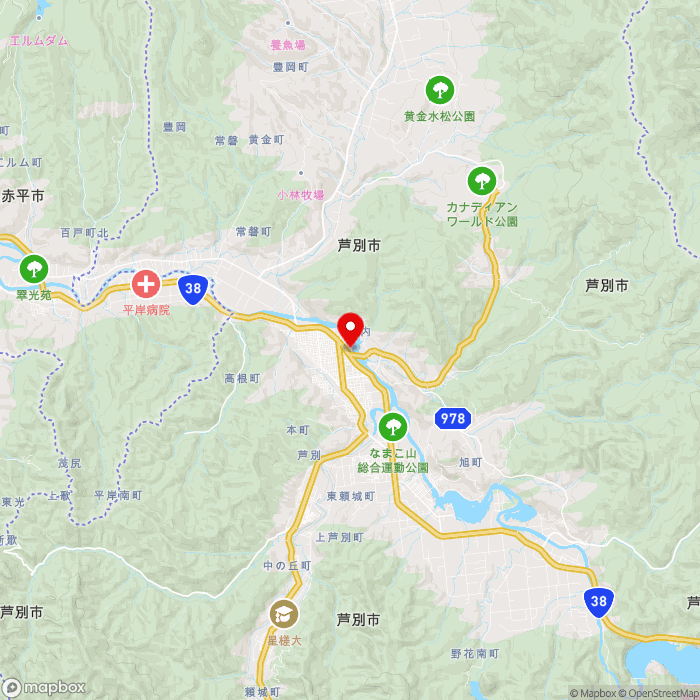 道の駅スタープラザ　芦別の地図（zoom11）北海道芦別市北4条東1-1