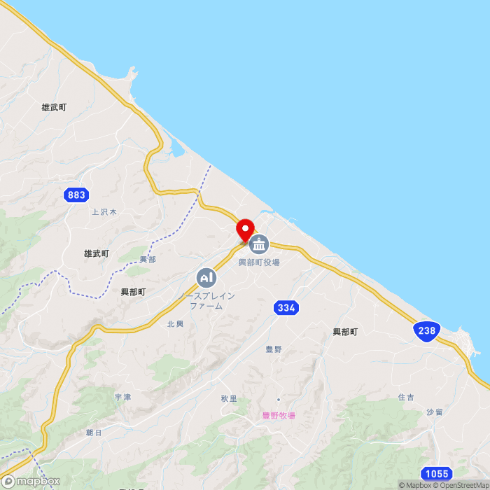道の駅おこっぺの地図（zoom11）北海道紋別郡興部町幸町