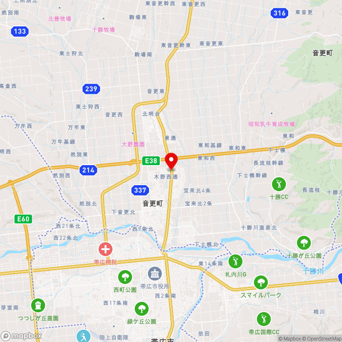 道の駅おとふけの地図（zoom11）北海道河東郡音更町木野大通西19-5