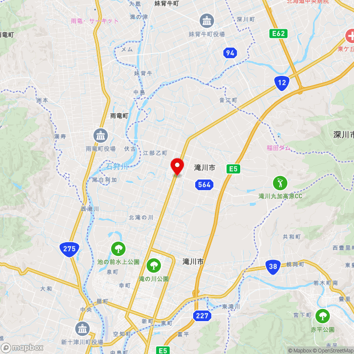 道の駅たきかわの地図（zoom11）北海道滝川市江部乙町東11-13