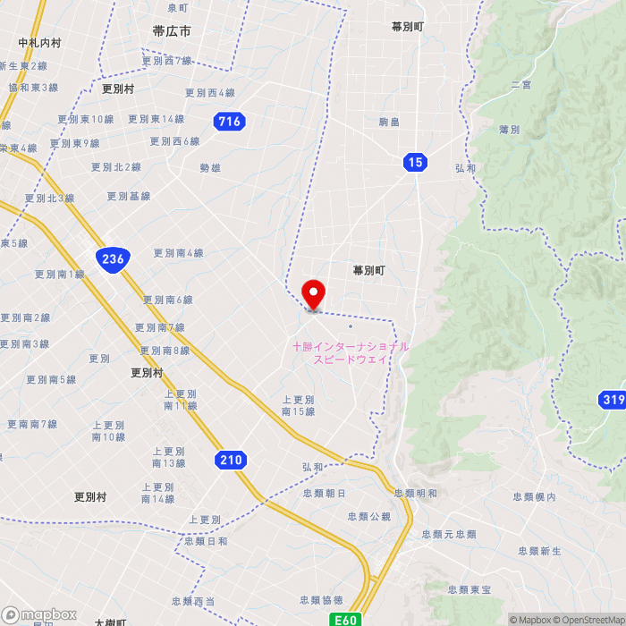 道の駅さらべつの地図（zoom11）北海道河西郡更別村字弘和464-1