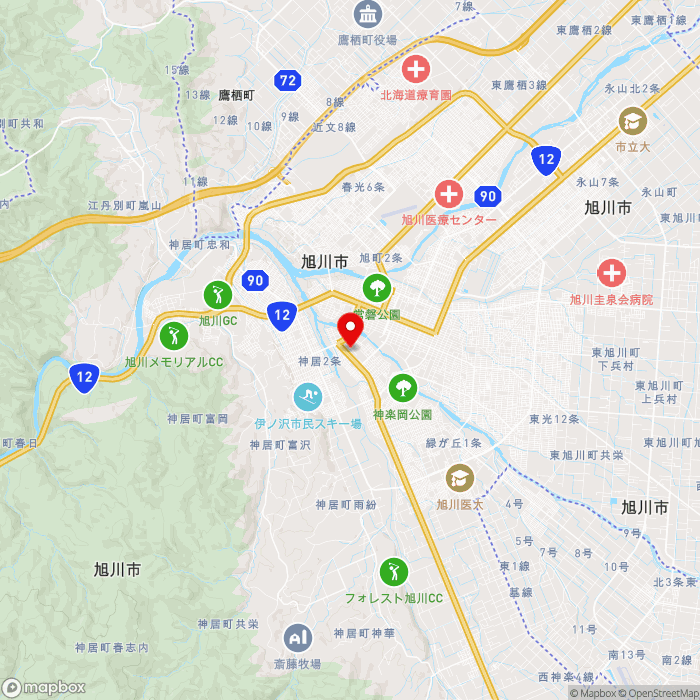 道の駅あさひかわの地図（zoom11）北海道旭川市神楽4条6-1-12
