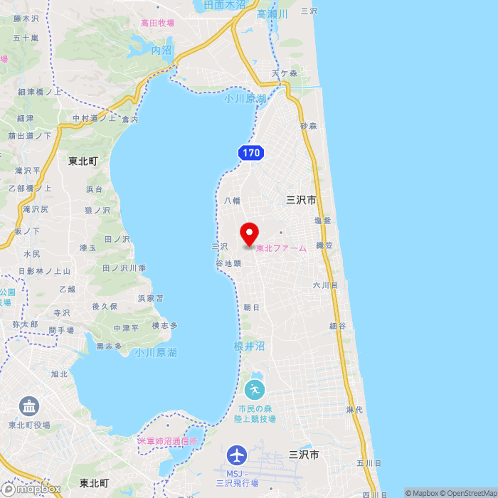 道の駅みさわの地図（zoom11）青森県三沢市谷地頭4-298-652
