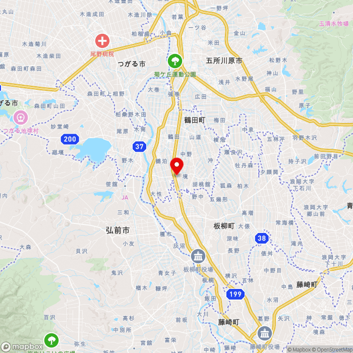 道の駅つるたの地図（zoom11）青森県北津軽郡鶴田町境字里見176-1