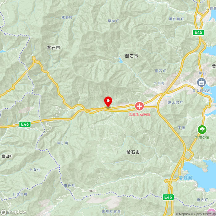 道の駅釜石仙人峠の地図（zoom11）岩手県釜石市甲子町第7地割155-4