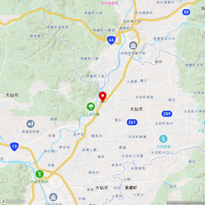道の駅なかせんの地図（zoom11）秋田県大仙市長野字高畑95-1