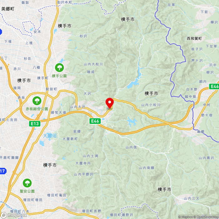 道の駅さんないの地図（zoom11）秋田県横手市山内土渕字小目倉沢34