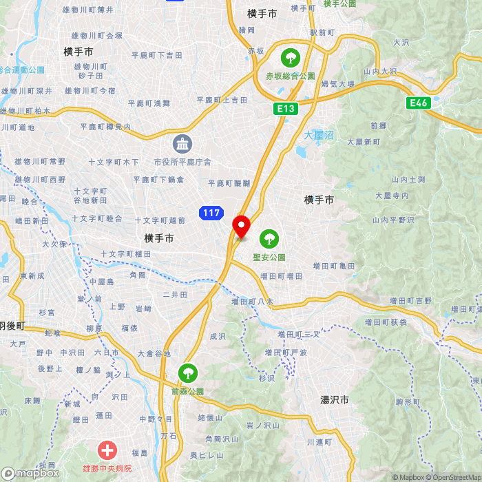 道の駅十文字の地図（zoom11）秋田県横手市十文字町海道下21-4