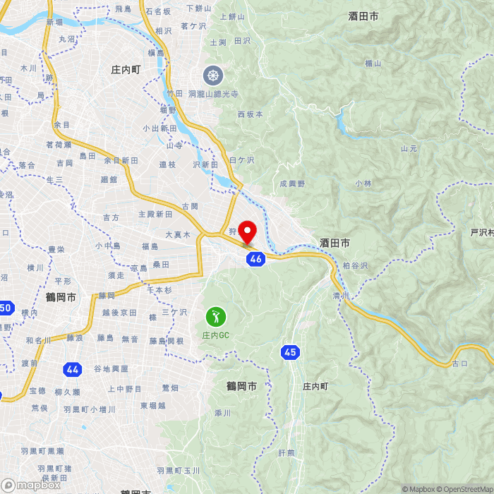 道の駅しょうないの地図（zoom11）山形県東田川郡庄内町狩川外北割97-1