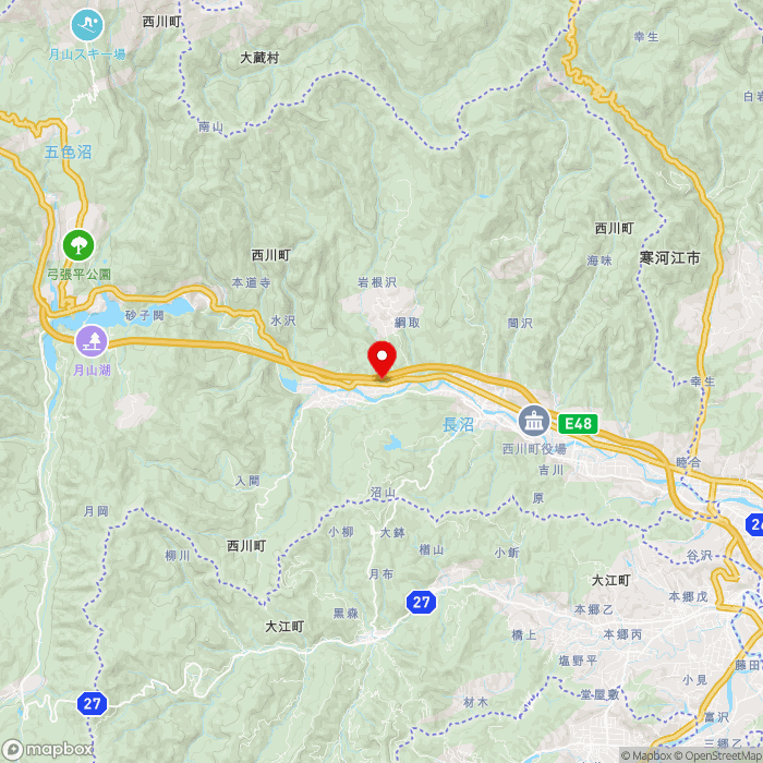 道の駅にしかわの地図（zoom11）山形県西村山郡西川町水沢2304