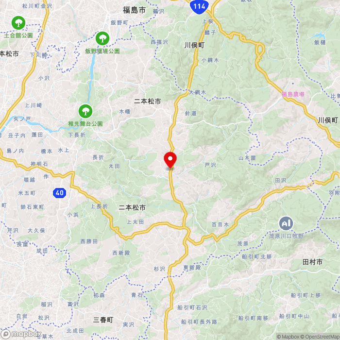 道の駅ふくしま東和の地図（zoom11）福島県二本松市太田字下田2-3