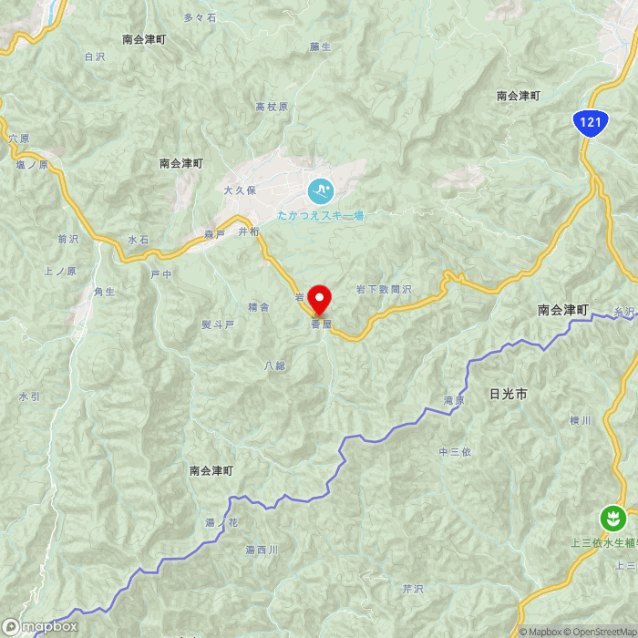 道の駅番屋の地図（zoom11）福島県南会津郡南会津町番屋4番地