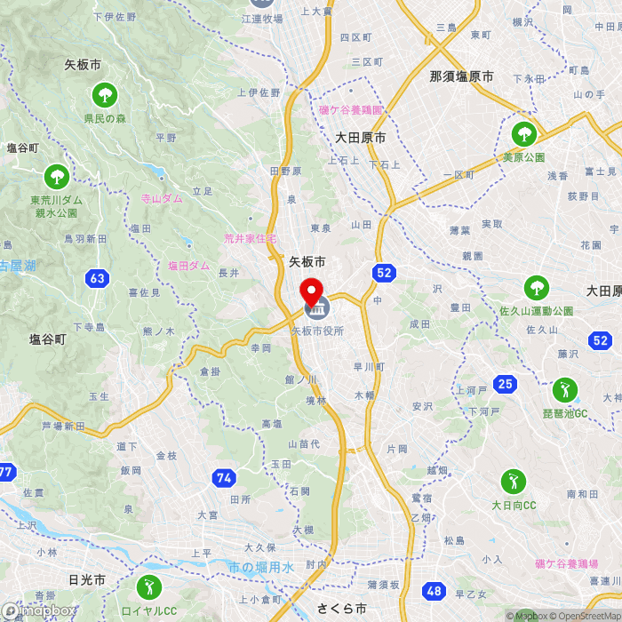 道の駅やいたの地図（zoom11）栃木県矢板市矢板114番地1