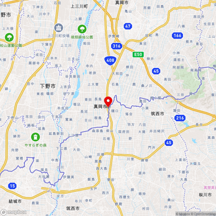 道の駅にのみやの地図（zoom11）栃木県真岡市久下田2204−1