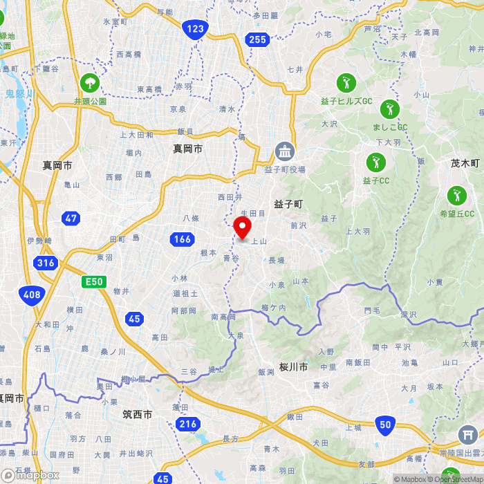 道の駅ましこの地図（zoom11）栃木県芳賀郡益子町長堤2271