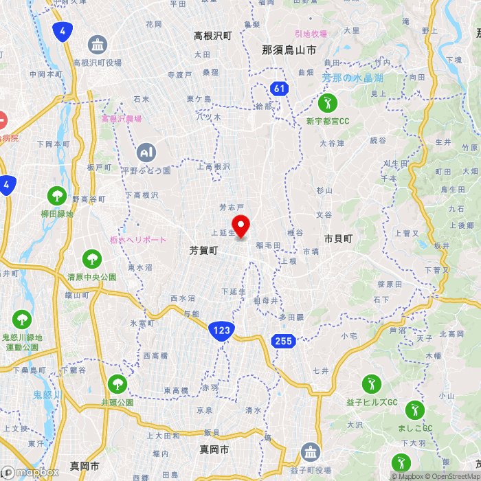 道の駅はがの地図（zoom11）栃木県芳賀郡芳賀町大字祖母井842-1