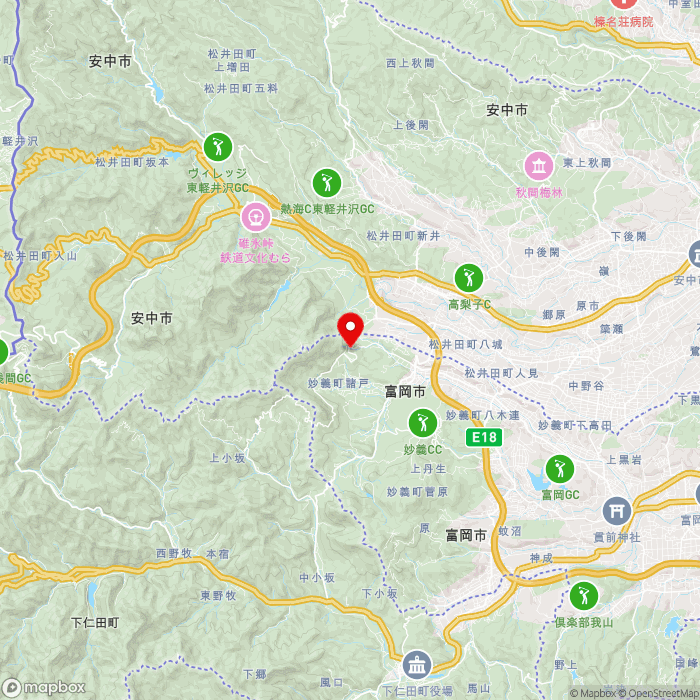 道の駅みょうぎの地図（zoom11）群馬県富岡市妙義町岳322-7