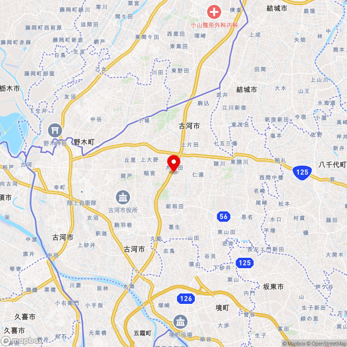 道の駅まくらがの里　こがの地図（zoom11）茨城県古河市大和田2623番地