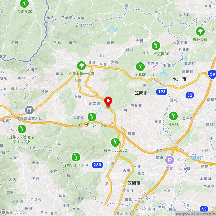 道の駅かさまの地図（zoom11）茨城県笠間市手越22番地1