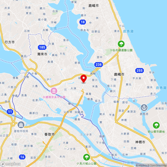 道の駅いたこの地図（zoom11）茨城県潮来市前川1326-1