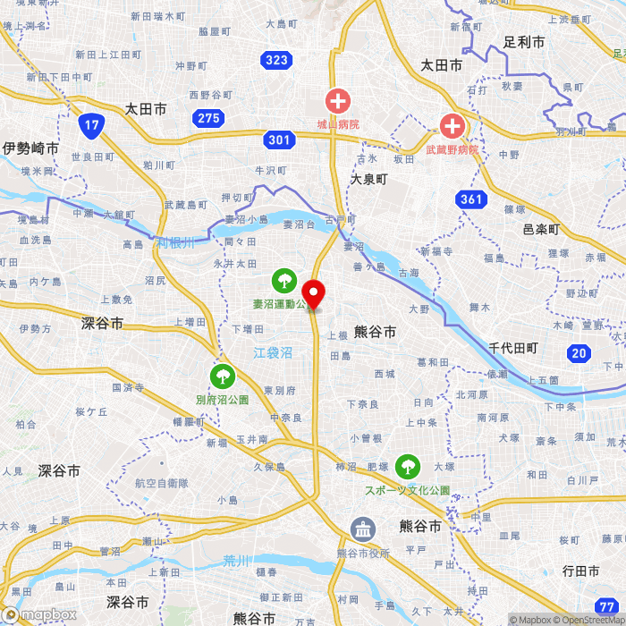 道の駅めぬまの地図（zoom11）埼玉県熊谷市弥藤吾720