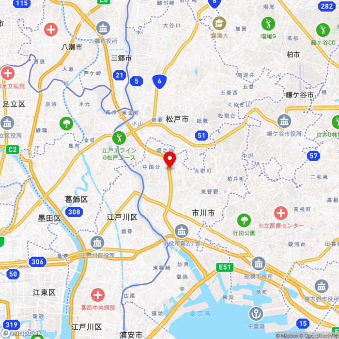 道の駅いちかわの地図（zoom11）千葉県市川市国分6-10-1